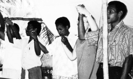 Anna Atibam (center) - Chairman of the Women's Department of the Conference of the Churches of Christ in Papua New Guinea